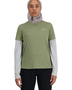 New Balance Women's Athletics T-Shirt Heather Dark Olivine Heather