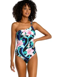 Women La Blanca Nightfall Blooms One Shoulder One-Piece