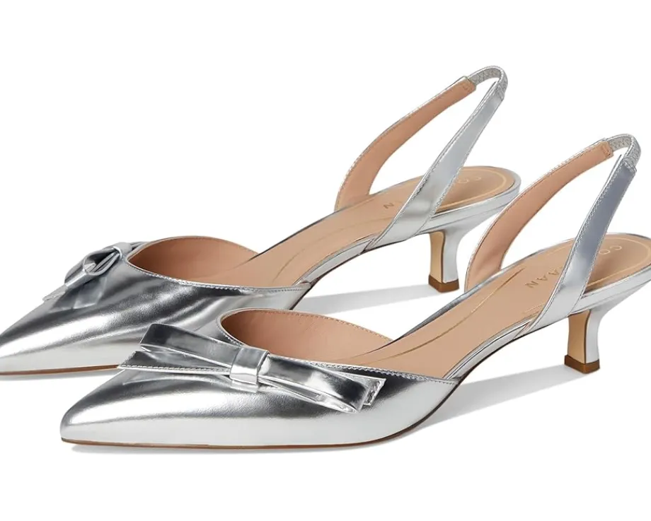 Cole Haan Noella Bow Sling Pump Silver Specchio Clearance