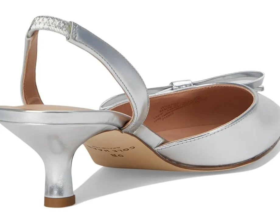 Cole Haan Noella Bow Sling Pump Silver Specchio Clearance