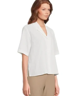Eileen Fisher Notch Collar Shirt White