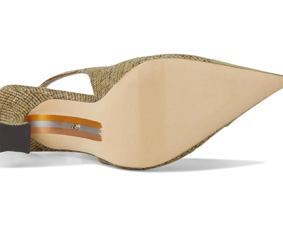 Sam Edelman Odette 2 Slingback Shoes Olive Branch Plaid Multi Best
