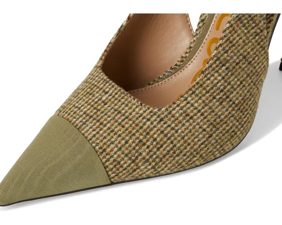 Sam Edelman Odette 2 Slingback Shoes Olive Branch Plaid Multi Best