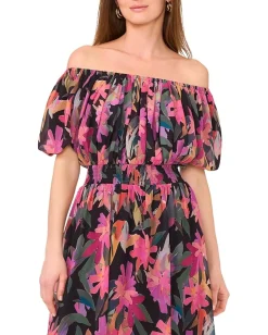 Vince Camuto Off Shoulder Puff Sleeve Maxi Dress Rich Black Online