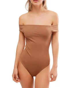 Free People Off To The Races Bodysuit Cocoa Clearance