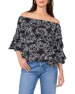 Women Vince Camuto Off-the-Shoulder Blubble Sleeve Blouse