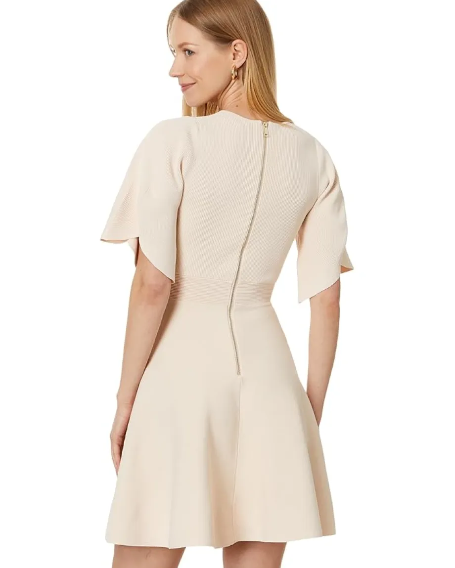 Ted Baker Oliviha Rib Engineered Skater Dress Light-Pink Outlet