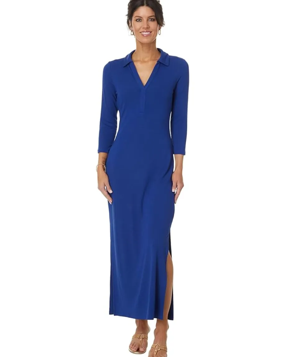 Lilly Pulitzer Ollie 3/4 Sleeve Maxi Pol Blue Med Online