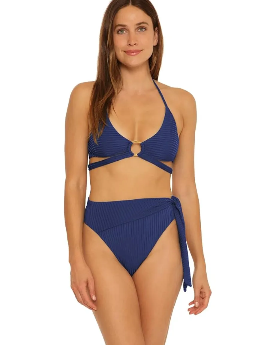 Trina Turk Olympia Rib Ring Halter Top Ink New