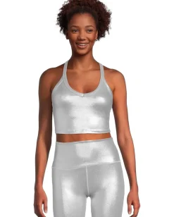 Beyond Yoga On The Up Cropped Tank Liquid Silver Clearance