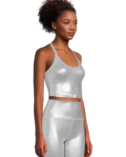 Beyond Yoga On The Up Cropped Tank Liquid Silver Clearance