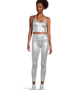 Beyond Yoga On The Up Cropped Tank Liquid Silver Clearance