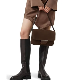 AllSaints Ondine Suede Shoulder Fango Brown Outlet