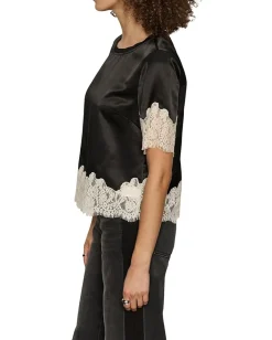 Sanctuary One Of A Kind Satin Lace Top Black