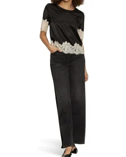 Sanctuary One Of A Kind Satin Lace Top Black