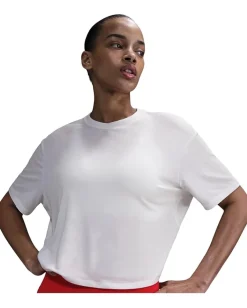 Nike One Relaxed Dri-FIT Cropped Short-Sleeve Top White New