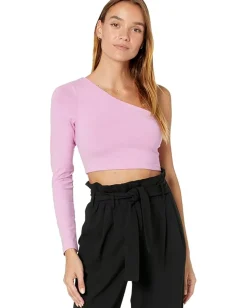 Women Susana Monaco One Shoulder Crop Top