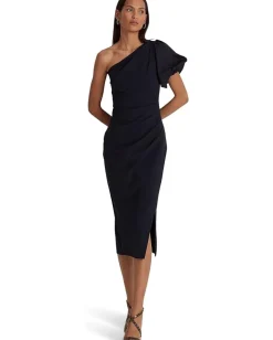 Lauren Ralph Lauren One-Shoulder Crepe Cocktail Dress Lauren Navy Clearance