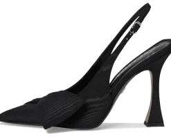 Sam Edelman Onia Slingback Shoes Black Ribbed Silk Clearance