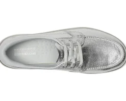 Women SKECHERS On-The-Go Flex Radiant Metallic Canvas Boat Shoe