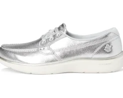 Women SKECHERS On-The-Go Flex Radiant Metallic Canvas Boat Shoe