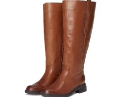 Naturalizer Ontime Wide Calf Knee High Boots English Tea Brown Leather Best