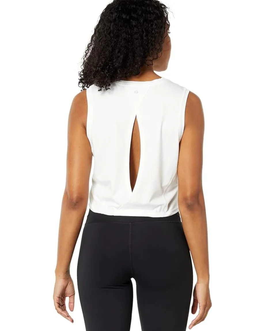 THRIVE SOCIETE Open Back Crop Tank White Hot