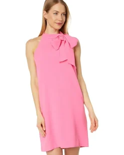 Vince Camuto Open Back Halter Neck Crepe Shift Dress with Bow Lipstick Best