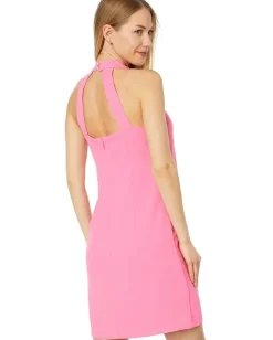 Vince Camuto Open Back Halter Neck Crepe Shift Dress with Bow Lipstick Best