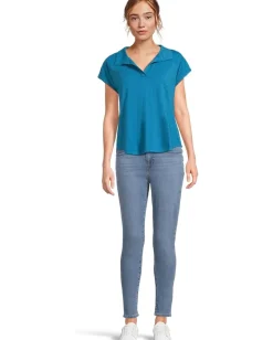 Mod-o-doc Open Dolman Sleeve Polo Tee Calypso Blue Discount