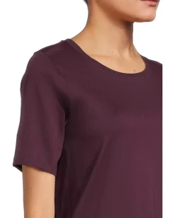 Eileen Fisher Organic Pima Cotton Jersey Round Neck Tee Blackberry Best