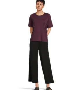 Eileen Fisher Organic Pima Cotton Jersey Round Neck Tee Blackberry Best