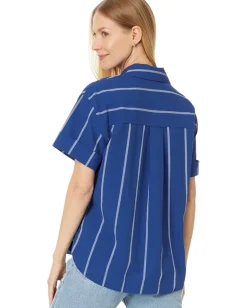 Madewell Oversized Boxy Button-Up Shirt in Signature Poplin Pure Blue Sale