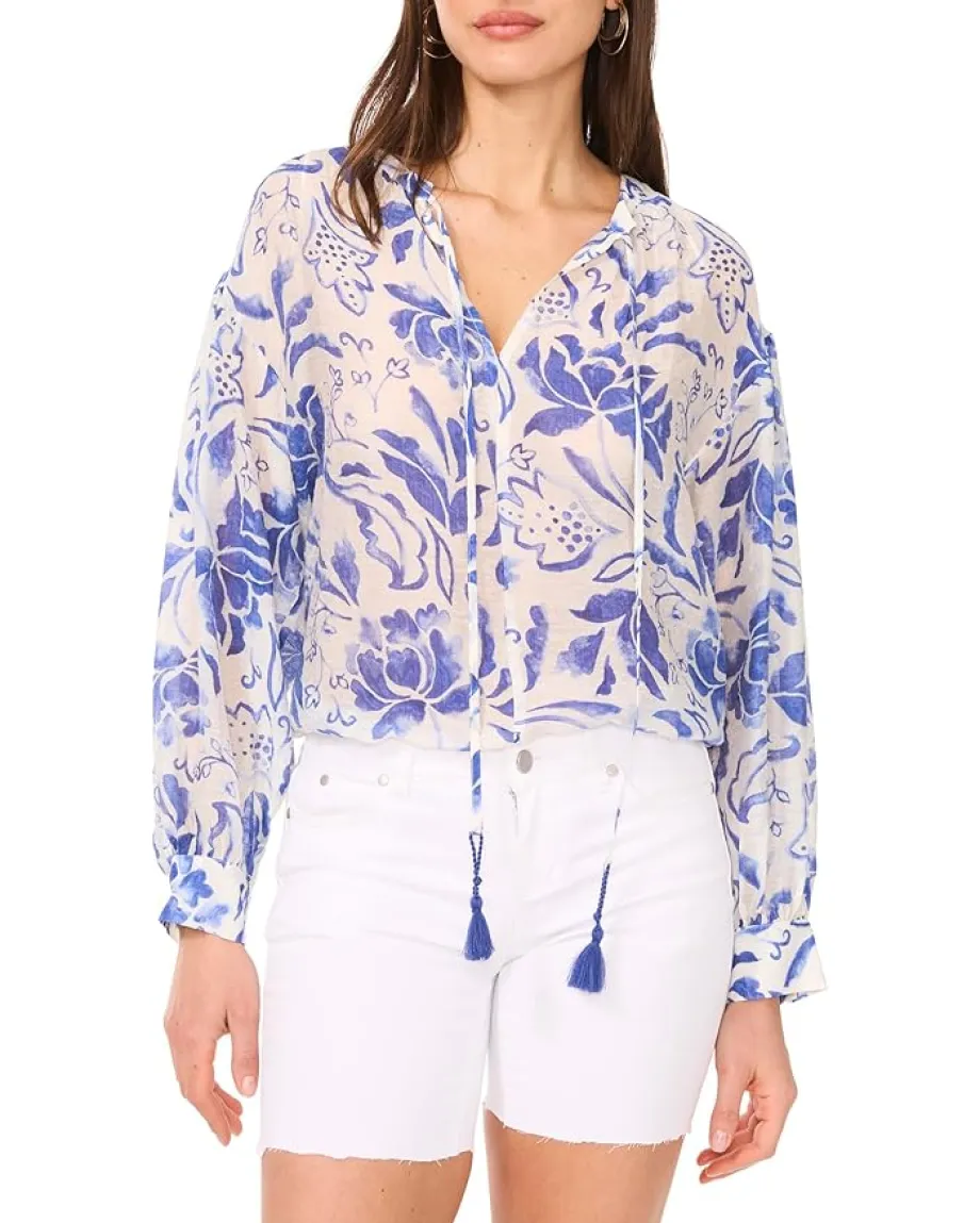 Vince Camuto Oversized Tie Front Top Sapphire Sky Clearance