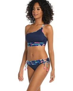 La Blanca Painted Leaves One Shoulder Bralette Multi New