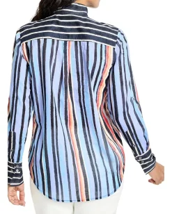 Women NIC+ZOE Painted Peninsula Cotton Shirt