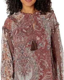 Women Miss Me Paisley Popover Blouse
