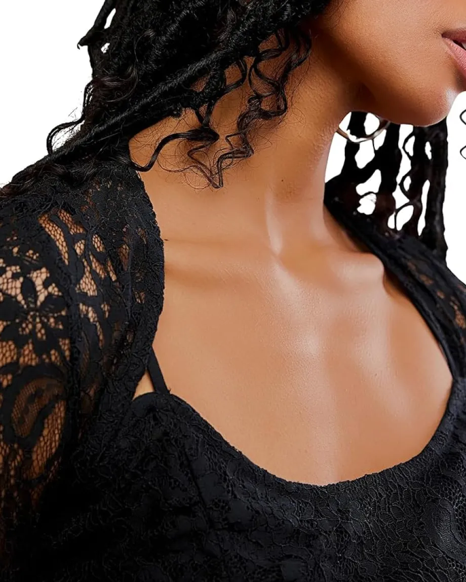 Free People Paloma Lace Top Black Outlet