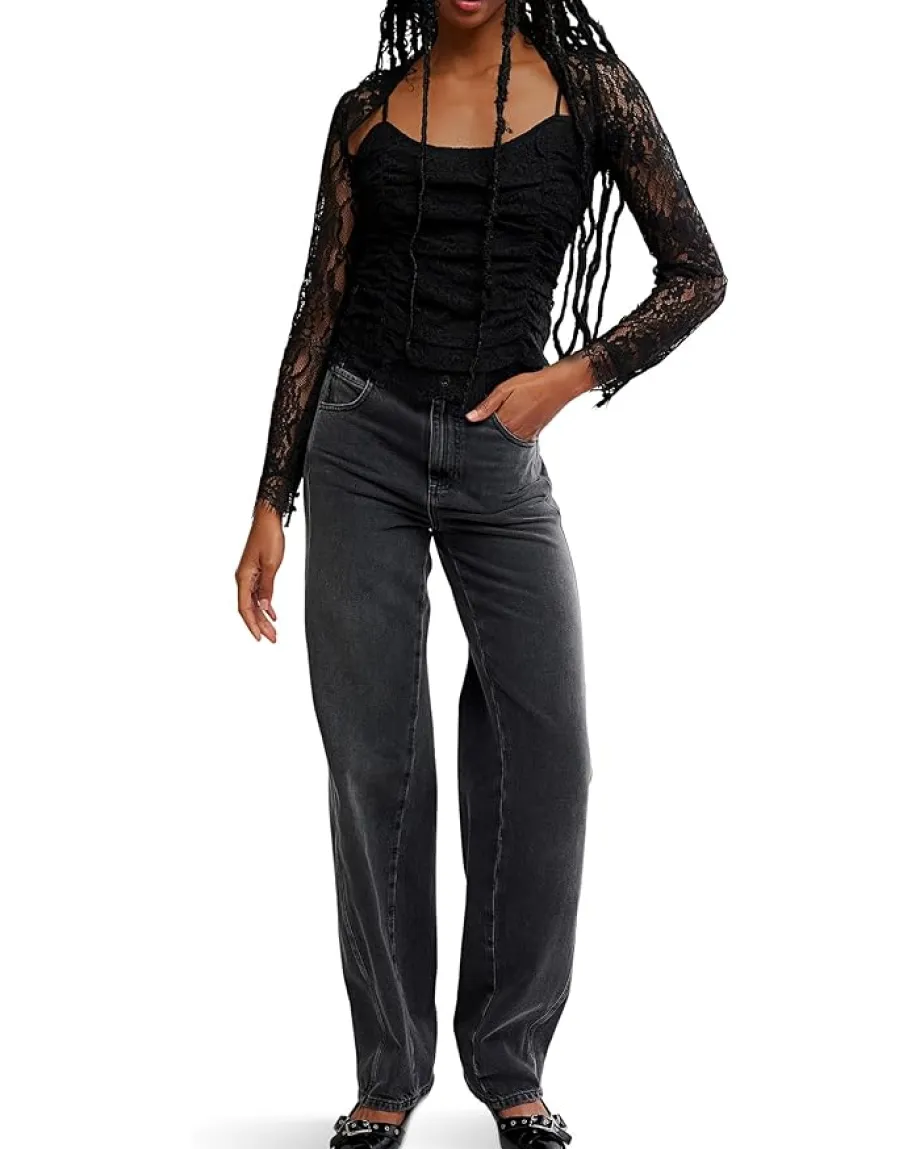 Free People Paloma Lace Top Black Outlet