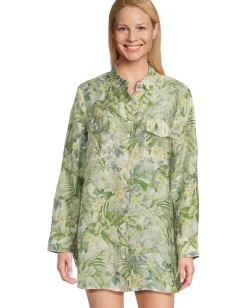 Women Tommy Bahama Paradise Fronds Pocket Bf Shirt