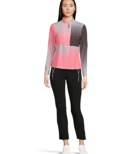 Women Jamie Sadock Paralell Print Long Sleeve Sunsense 1/4 Zip Top