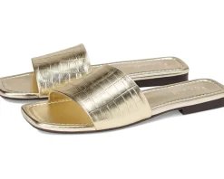 Seychelles Paris Croco Leather Slide Gold New