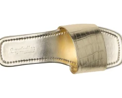 Seychelles Paris Croco Leather Slide Gold New