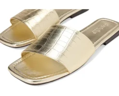 Seychelles Paris Croco Leather Slide Gold New
