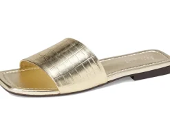 Seychelles Paris Croco Leather Slide Gold New