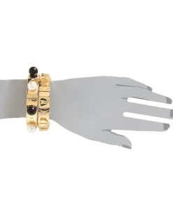 Women Betsey Johnson Paris Is Always A Good Idea Chain Hinge Bangle Bracelet 2-Set