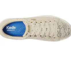 Keds Park Lace Up Gold Metallic Snake Foil Suede Hot