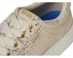 Keds Park Lace Up Gold Metallic Snake Foil Suede Hot