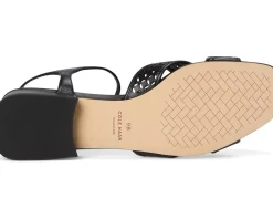 Cole Haan Patie Sandals Black Perforated Leather Discount