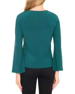 Women CeCe Pearl Bow Applique Long Sleeve Knit Top